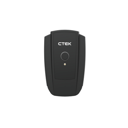 CTEK Nano Grid Air – kompakt svart enhet med rund knapp och statuslampa, används för trådlös lastbalansering av elbilsladdning i hemmet.
