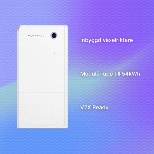 sigenergy sigenstor, modulärt solcellsbatteri upp till 54 kwh, v2x förberedd och inbyggd växelriktare - ett såkallat 5-in-1 batteri för villor med solpaneler